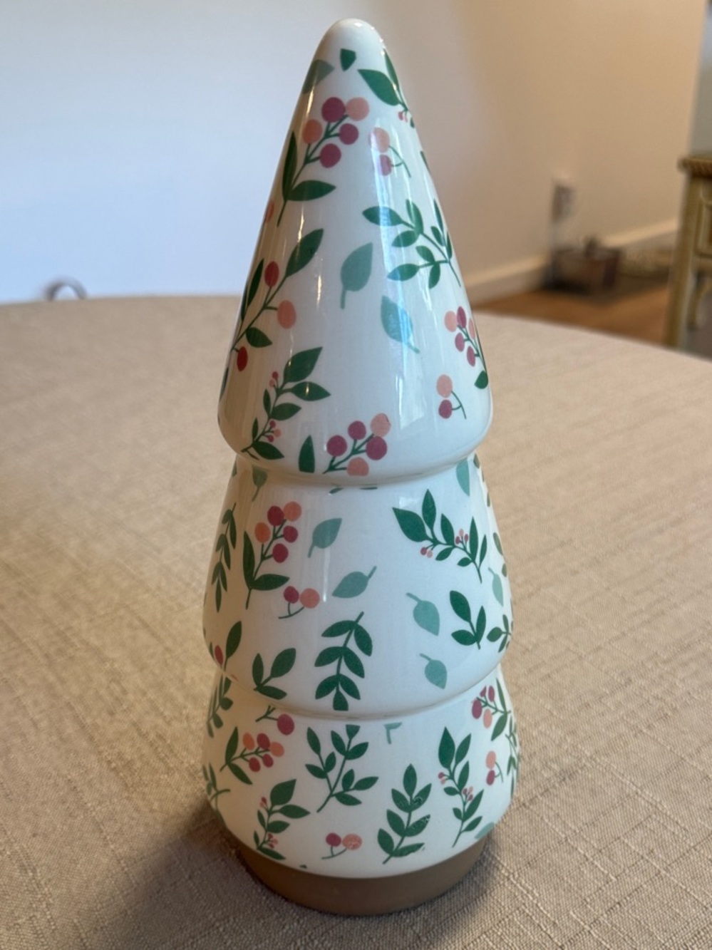 Ceramic decorative tree with Berry Leaf Pattern Easter Christmas Holiday